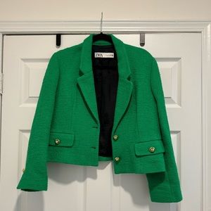 Zara Women’s Green Boucle Blazer Sz L